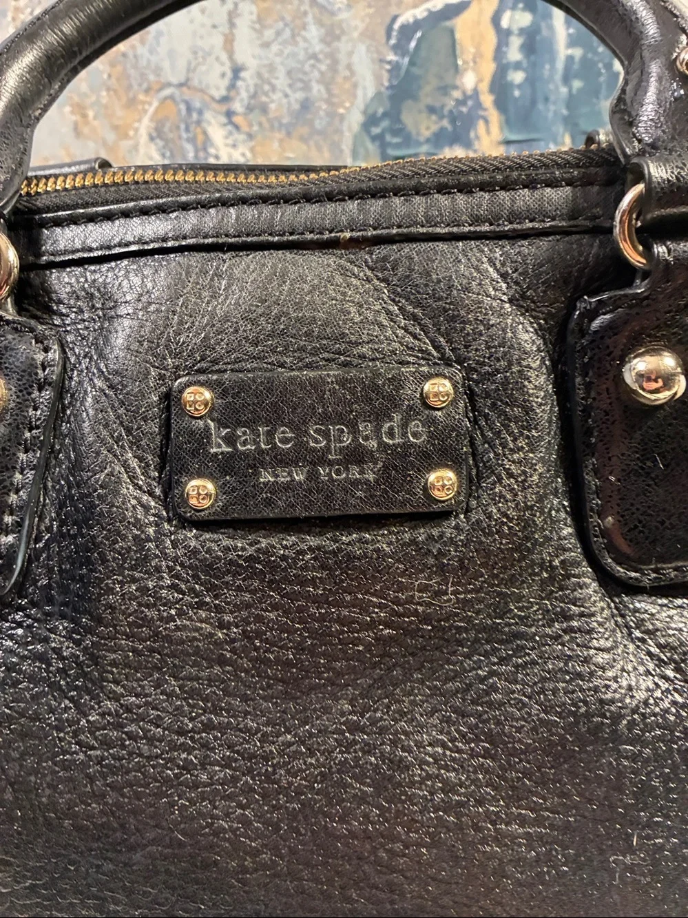 Genuine Kate Spade Black Slouchy Pebbled Leather Shoulder Satchel